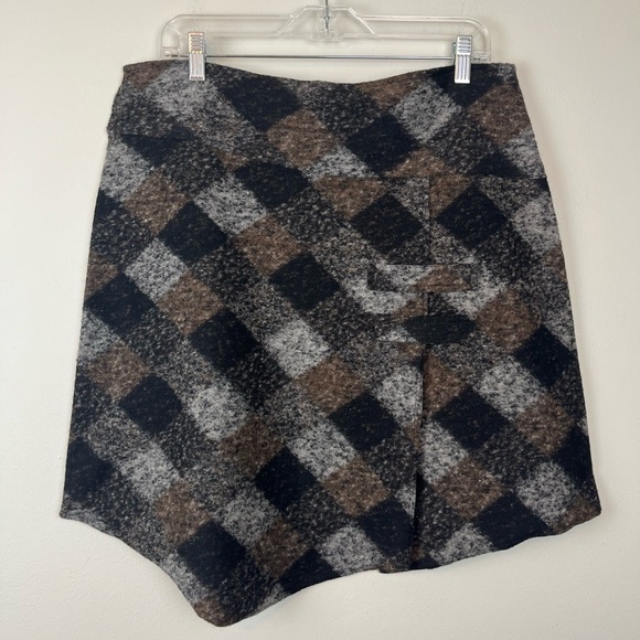 La Fée Maraboutée France Plaid Brown Asymmetrical Skirt Made in Italy 10